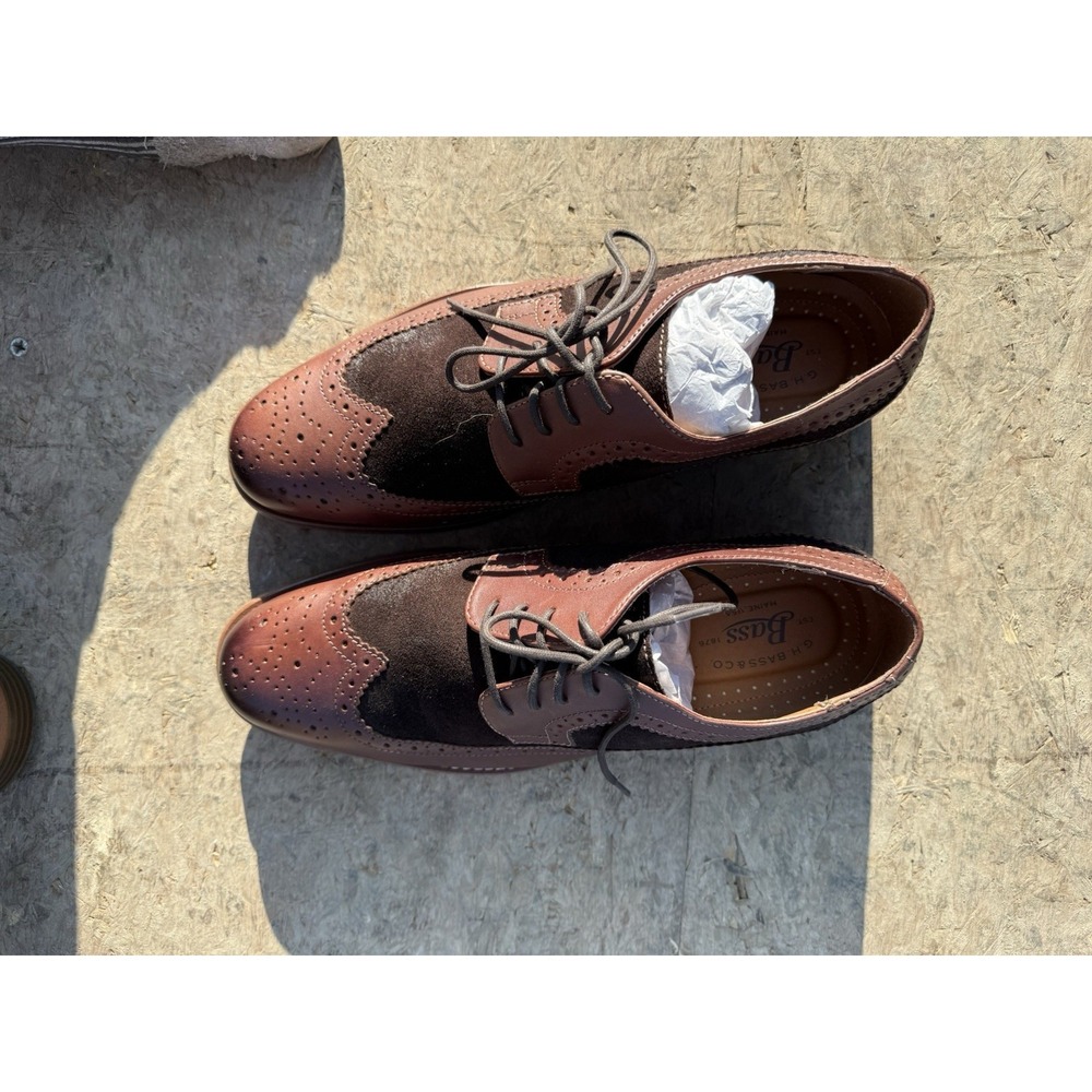 G.H. Bass Welling 9.5M Brown Two Tone Leather Wingtip Oxford